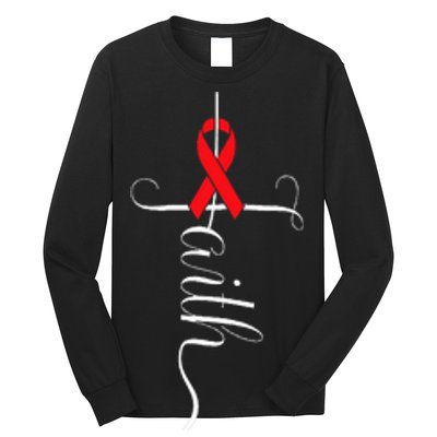 Stroke Survivor Stroke Awareness Red Ribbon Long Sleeve Shirt