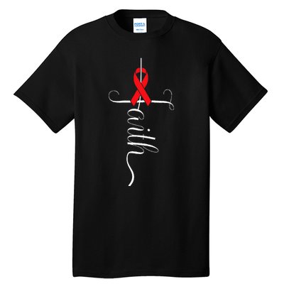 Stroke Survivor Stroke Awareness Red Ribbon Tall T-Shirt