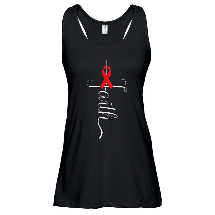 Stroke Survivor Stroke Awareness Red Ribbon Ladies Essential Flowy Tank