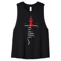 Stroke Survivor Stroke Awareness Red Ribbon Women's Racerback Cropped Tank