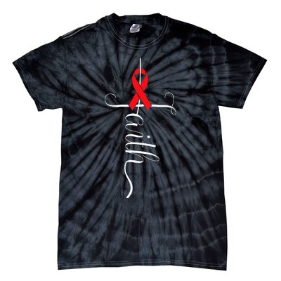 Stroke Survivor Stroke Awareness Red Ribbon Tie-Dye T-Shirt