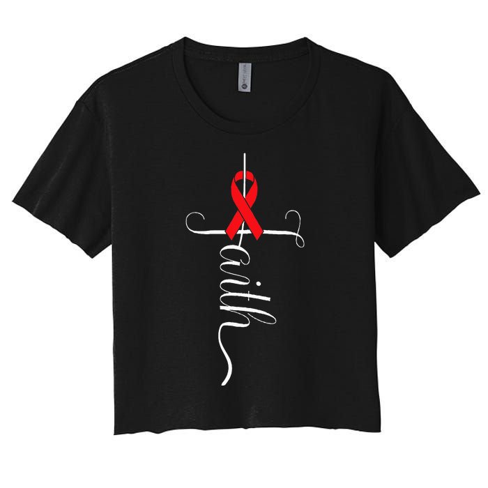 Stroke Survivor Stroke Awareness Red Ribbon Women's Crop Top Tee