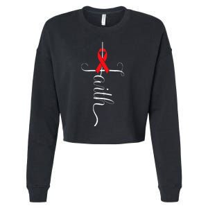 Stroke Survivor Stroke Awareness Red Ribbon Cropped Pullover Crew