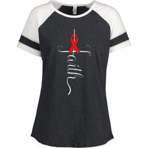 Stroke Survivor Stroke Awareness Red Ribbon Enza Ladies Jersey Colorblock Tee