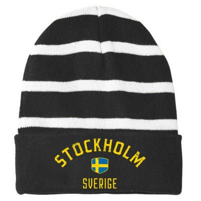 Stockholm Sweden Stockholm Sverige Striped Beanie with Solid Band