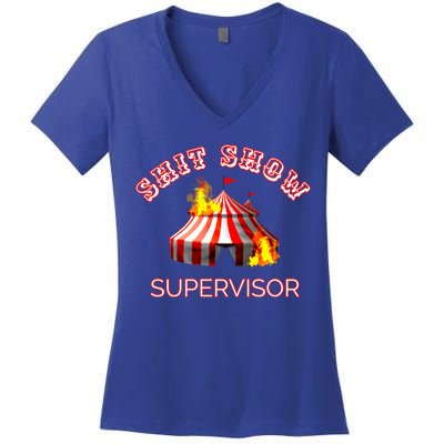 Shit Show Supervisor Boss Ager Mom Fire Mess Meaningful Gift Women's V-Neck T-Shirt