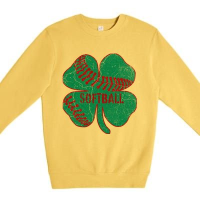 Softball Shamrock St Patricks Day Gift Baseball Lover Gift Premium Crewneck Sweatshirt