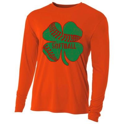 Softball Shamrock St Patricks Day Gift Baseball Lover Gift Cooling Performance Long Sleeve Crew