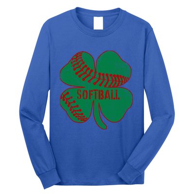 Softball Shamrock St Patricks Day Gift Baseball Lover Gift Long Sleeve Shirt