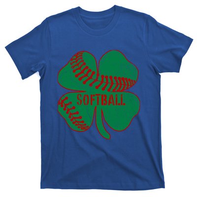 Softball Shamrock St Patricks Day Gift Baseball Lover Gift T-Shirt