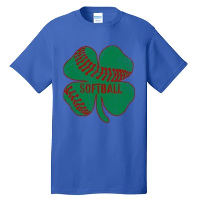 Softball Shamrock St Patricks Day Gift Baseball Lover Gift Tall T-Shirt