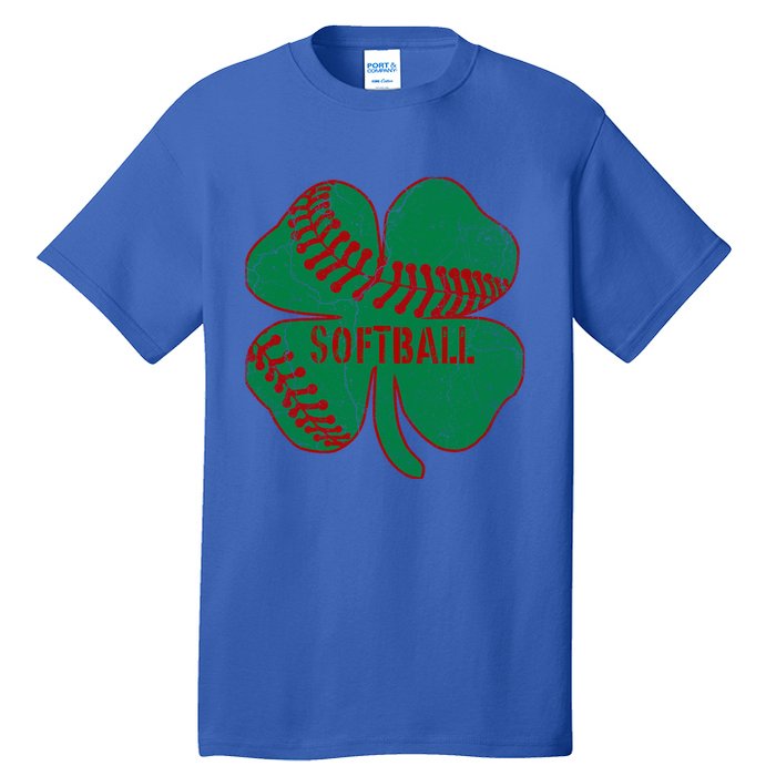 Softball Shamrock St Patricks Day Gift Baseball Lover Gift Tall T-Shirt