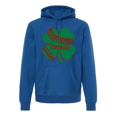 Softball Shamrock St Patricks Day Gift Baseball Lover Gift Premium Hoodie