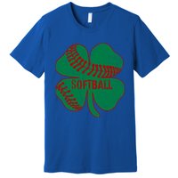 Softball Shamrock St Patricks Day Gift Baseball Lover Gift Premium T-Shirt