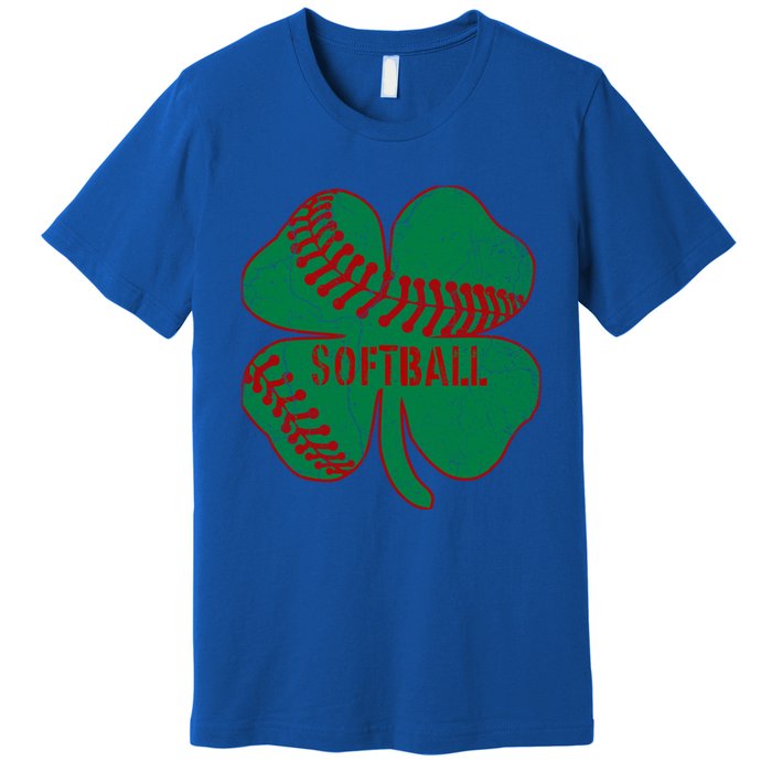 Softball Shamrock St Patricks Day Gift Baseball Lover Gift Premium T-Shirt