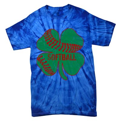 Softball Shamrock St Patricks Day Gift Baseball Lover Gift Tie-Dye T-Shirt