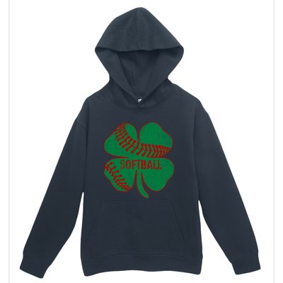 Softball Shamrock St Patricks Day Gift Baseball Lover Gift Urban Pullover Hoodie