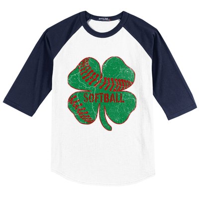 Softball Shamrock St Patricks Day Gift Baseball Lover Gift Baseball Sleeve Shirt