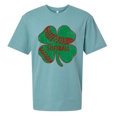 Softball Shamrock St Patricks Day Gift Baseball Lover Gift Sueded Cloud Jersey T-Shirt