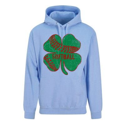 Softball Shamrock St Patricks Day Gift Baseball Lover Gift Unisex Surf Hoodie