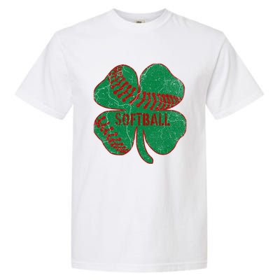 Softball Shamrock St Patricks Day Gift Baseball Lover Gift Garment-Dyed Heavyweight T-Shirt