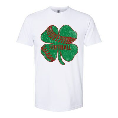 Softball Shamrock St Patricks Day Gift Baseball Lover Gift Softstyle CVC T-Shirt