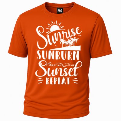 Sunrise Sunburn Sunset Repeat Summer Break Vacation Great Gift Cooling Performance Crew T-Shirt