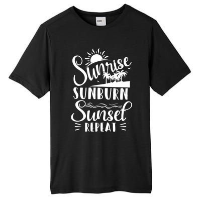 Sunrise Sunburn Sunset Repeat Summer Break Vacation Great Gift Tall Fusion ChromaSoft Performance T-Shirt