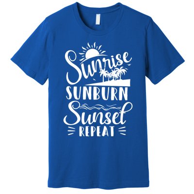 Sunrise Sunburn Sunset Repeat Summer Break Vacation Great Gift Premium T-Shirt