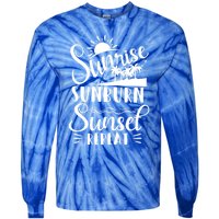 Sunrise Sunburn Sunset Repeat Summer Break Vacation Great Gift Tie-Dye Long Sleeve Shirt