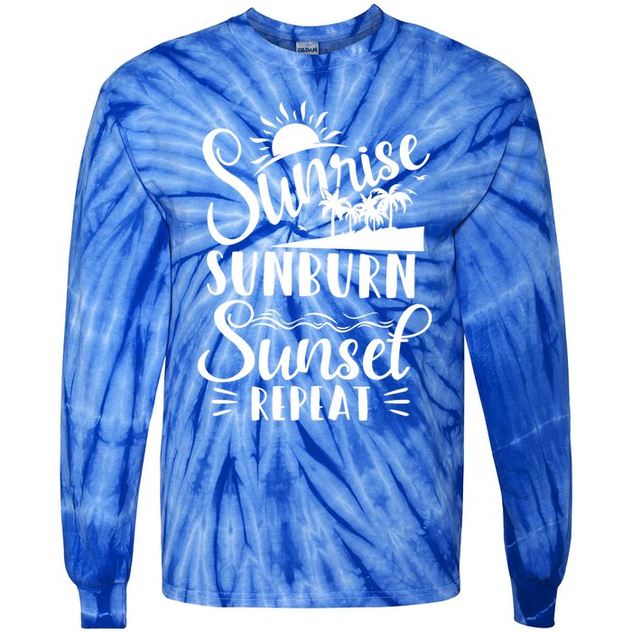 Sunrise Sunburn Sunset Repeat Summer Break Vacation Great Gift Tie-Dye Long Sleeve Shirt