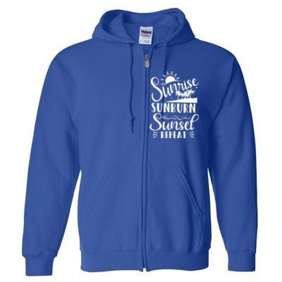 Sunrise Sunburn Sunset Repeat Summer Break Vacation Great Gift Full Zip Hoodie