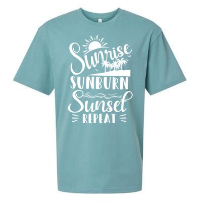 Sunrise Sunburn Sunset Repeat Summer Break Vacation Great Gift Sueded Cloud Jersey T-Shirt