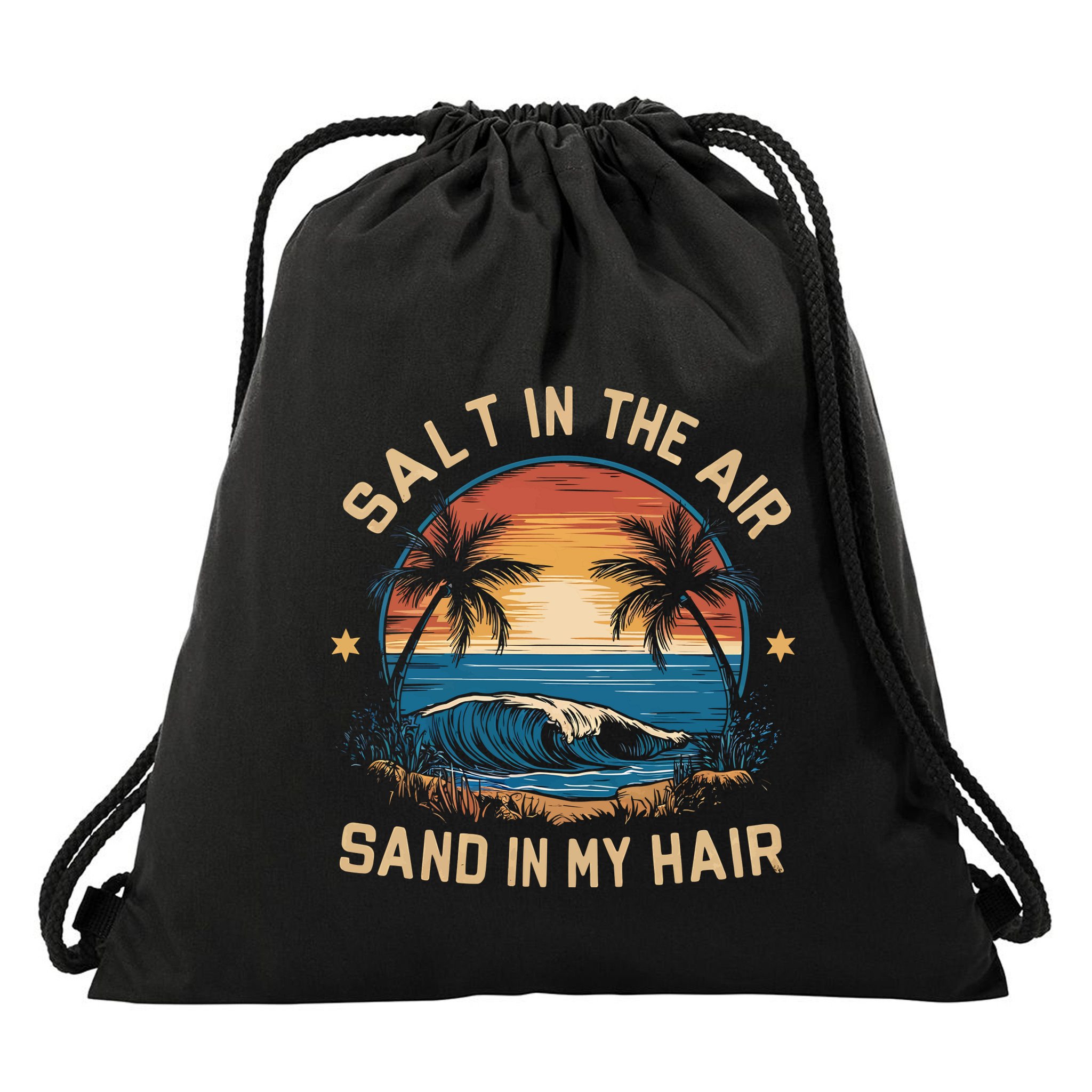 Surfing Summer Salt In The Air Sand In My Hair Drawstring Bag
