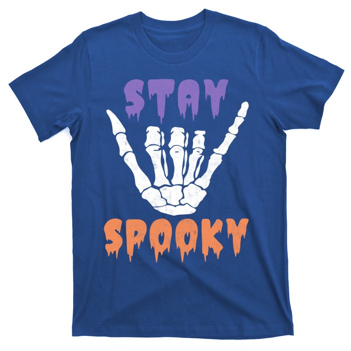 Stay Spooky Season Groovy Retro Halloween Skeleton Hand Gift T-Shirt