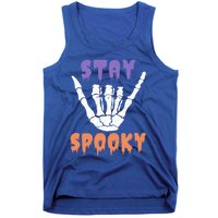 Stay Spooky Season Groovy Retro Halloween Skeleton Hand Gift Tank Top