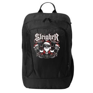 Sleigher Skull Santa Rock N’ Roll Christmas Metal City Backpack