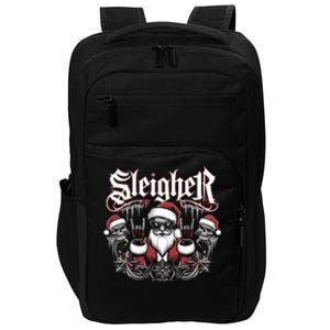 Sleigher Skull Santa Rock N’ Roll Christmas Metal Impact Tech Backpack