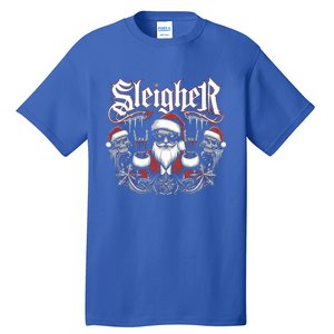 Sleigher Skull Santa Rock N’ Roll Christmas Metal Tall T-Shirt