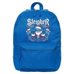 Sleigher Skull Santa Rock N’ Roll Christmas Metal 16 in Basic Backpack