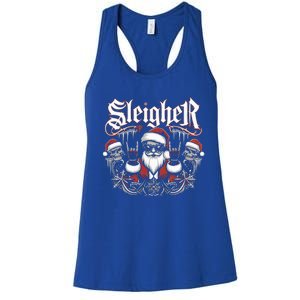 Sleigher Skull Santa Rock N’ Roll Christmas Metal Women's Racerback Tank