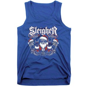 Sleigher Skull Santa Rock N’ Roll Christmas Metal Tank Top