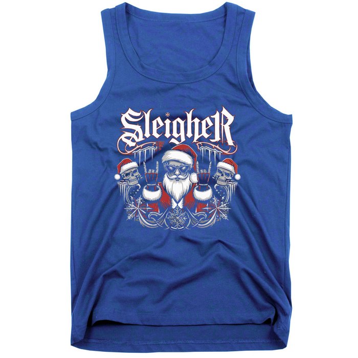 Sleigher Skull Santa Rock N’ Roll Christmas Metal Tank Top