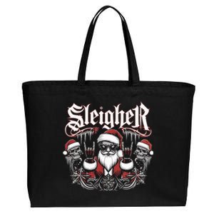 Sleigher Skull Santa Rock N’ Roll Christmas Metal Cotton Canvas Jumbo Tote