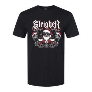 Sleigher Skull Santa Rock N’ Roll Christmas Metal Softstyle CVC T-Shirt