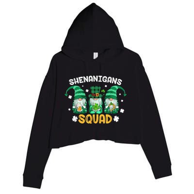 Shenanigans Squad St Patricks Day Gnomes Green Proud Irish Crop Fleece Hoodie