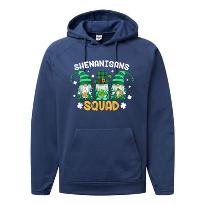 Shenanigans Squad St Patricks Day Gnomes Green Proud Irish Performance Fleece Hoodie