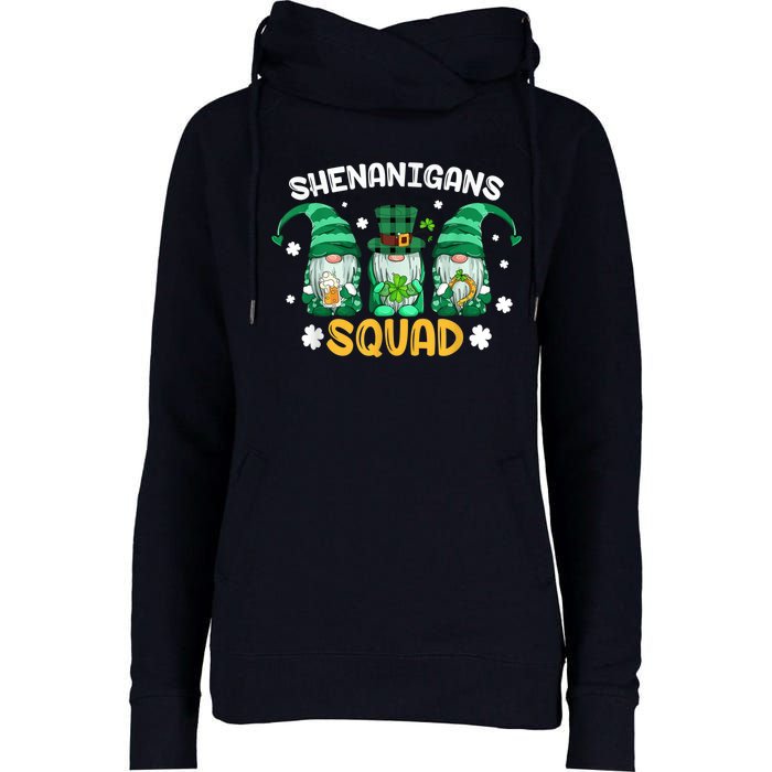 Shenanigans Squad St Patricks Day Gnomes Green Proud Irish Womens Funnel Neck Pullover Hood