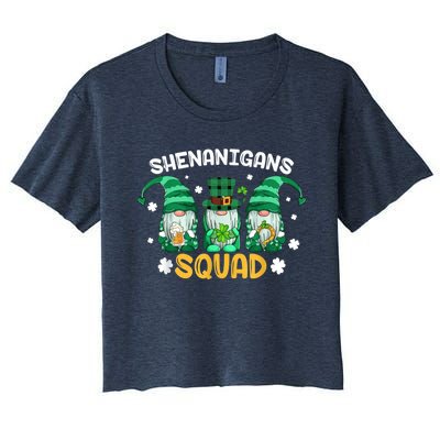 Shenanigans Squad St Patricks Day Gnomes Green Proud Irish Women's Crop Top Tee