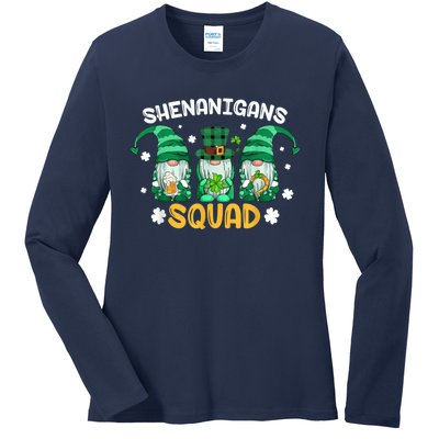 Shenanigans Squad St Patricks Day Gnomes Green Proud Irish Ladies Long Sleeve Shirt